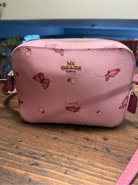 Coach Pink Butterfly Print Crossbody Bag